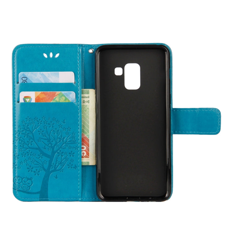 Owl Tree Pattern Horizontal Flip Leather Case for Galaxy A6 (2018), with Holder & Card Slots & Wallet & Lanyard