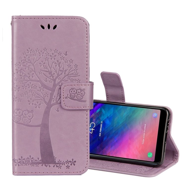 Owl Tree Pattern Horizontal Flip Leather Case for Galaxy A6 (2018), with Holder & Card Slots & Wallet & Lanyard