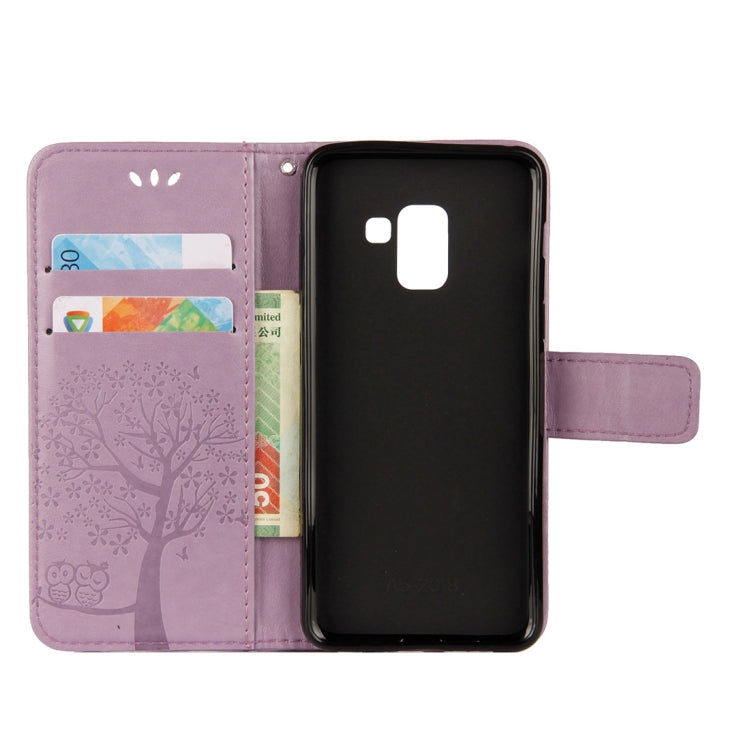 Owl Tree Pattern Horizontal Flip Leather Case for Galaxy A6 (2018), with Holder & Card Slots & Wallet & Lanyard