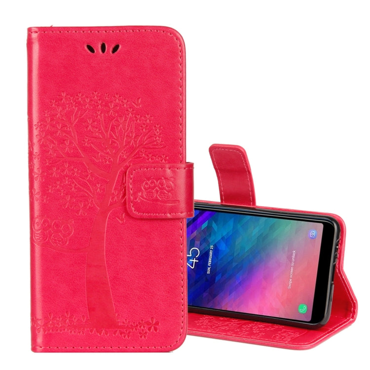 Owl Tree Pattern Horizontal Flip Leather Case for Galaxy A6 (2018), with Holder & Card Slots & Wallet & Lanyard