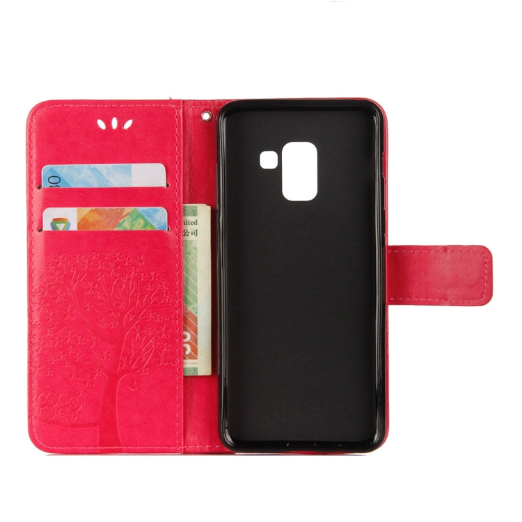 Owl Tree Pattern Horizontal Flip Leather Case for Galaxy A6 (2018), with Holder & Card Slots & Wallet & Lanyard