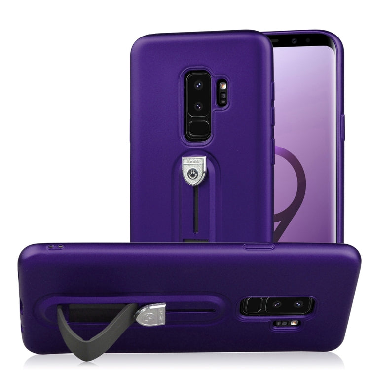 For Galaxy S9+ Ultra-thin Frosted Soft TPU + PC Protective Back Case with Holder