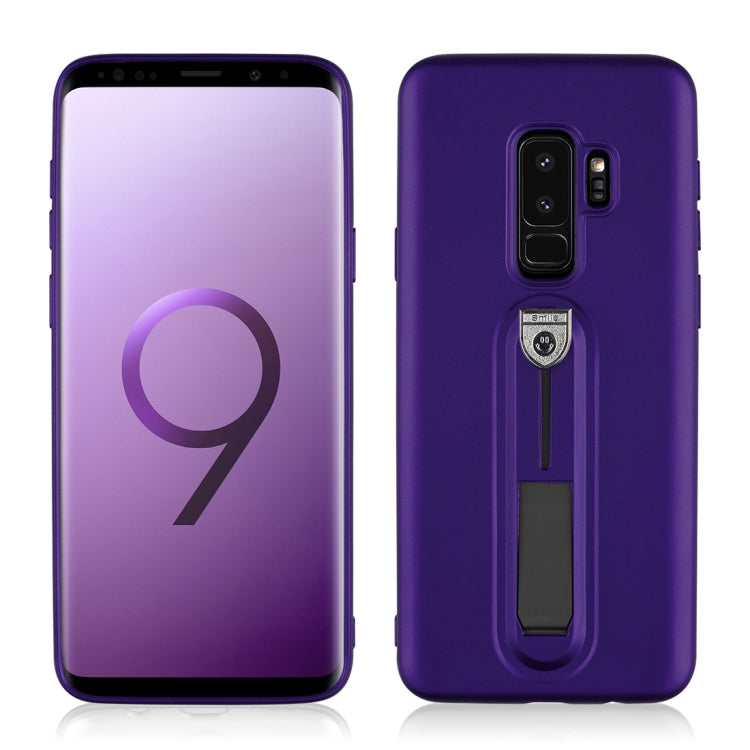 For Galaxy S9+ Ultra-thin Frosted Soft TPU + PC Protective Back Case with Holder