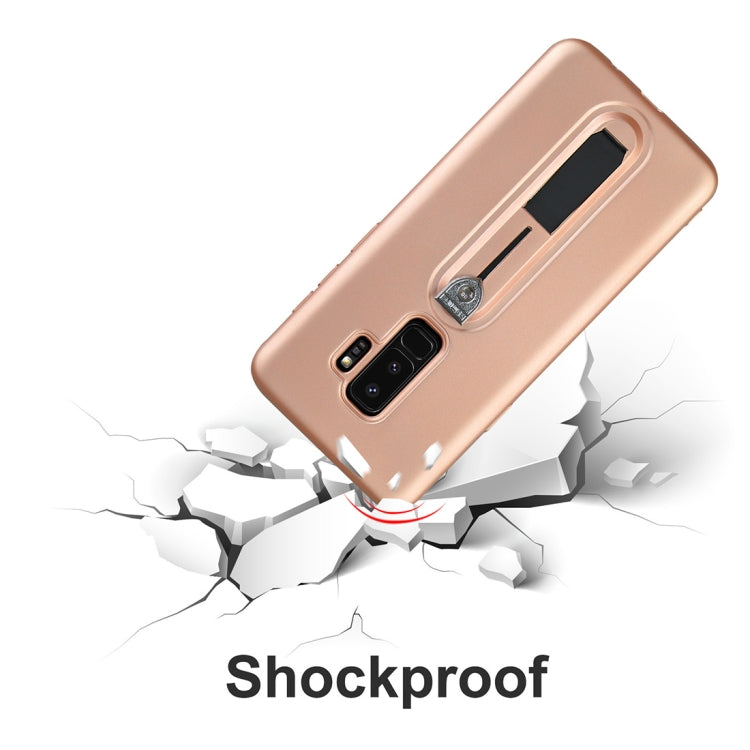 For Galaxy S9+ Ultra-thin Frosted Soft TPU + PC Protective Back Case with Holder
