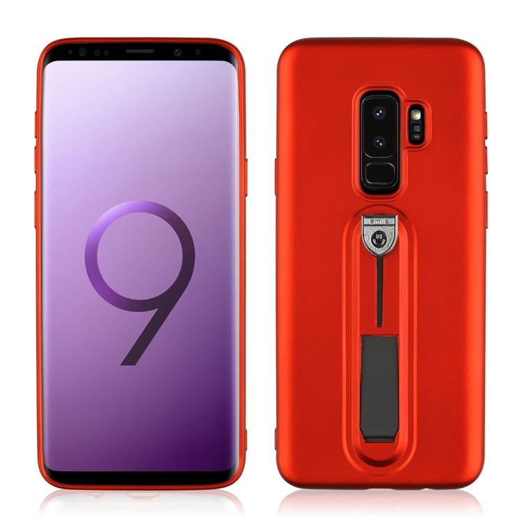 For Galaxy S9+ Ultra-thin Frosted Soft TPU + PC Protective Back Case with Holder