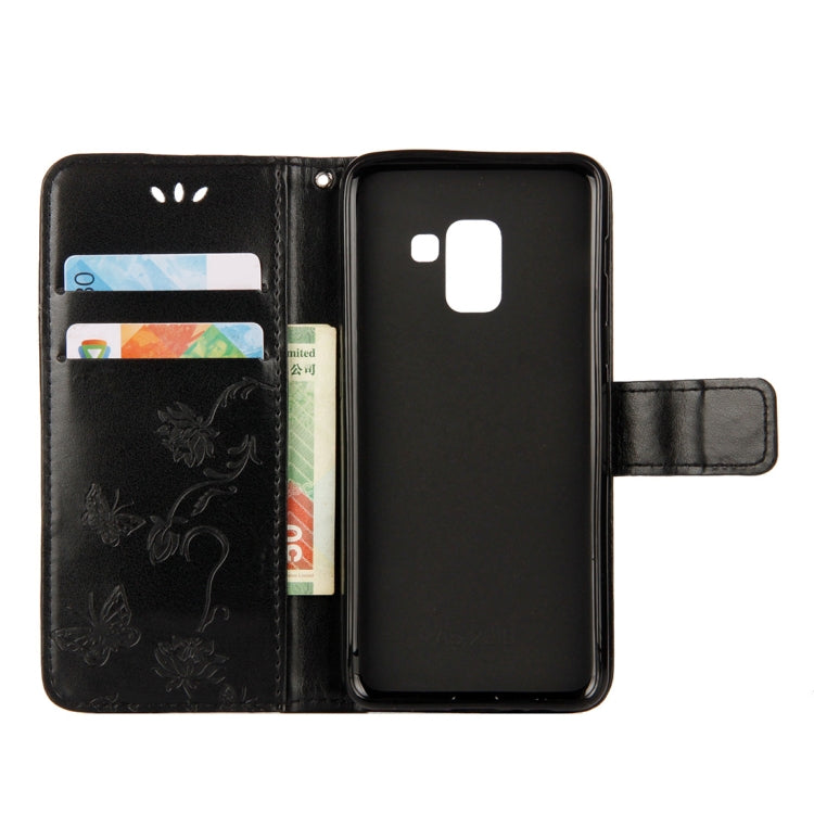 Lotus Butterfly Pattern Horizontal Flip Leather Case for Galaxy A6 (2018), with Holder & Card Slots & Wallet & Lanyard