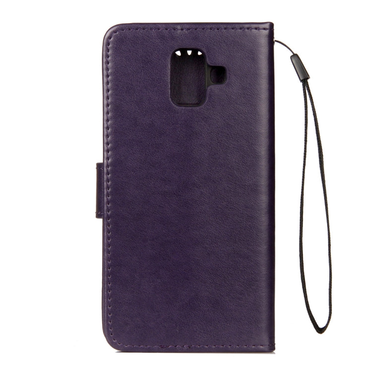 Lotus Butterfly Pattern Horizontal Flip Leather Case for Galaxy A6 (2018), with Holder & Card Slots & Wallet & Lanyard