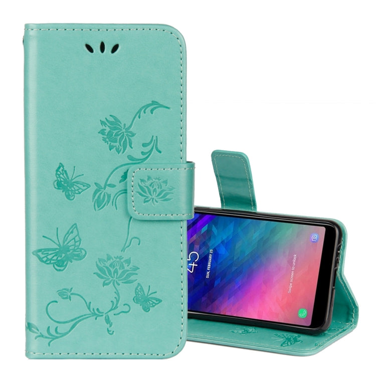 Lotus Butterfly Pattern Horizontal Flip Leather Case for Galaxy A6 (2018), with Holder & Card Slots & Wallet & Lanyard