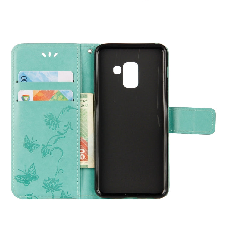Lotus Butterfly Pattern Horizontal Flip Leather Case for Galaxy A6 (2018), with Holder & Card Slots & Wallet & Lanyard
