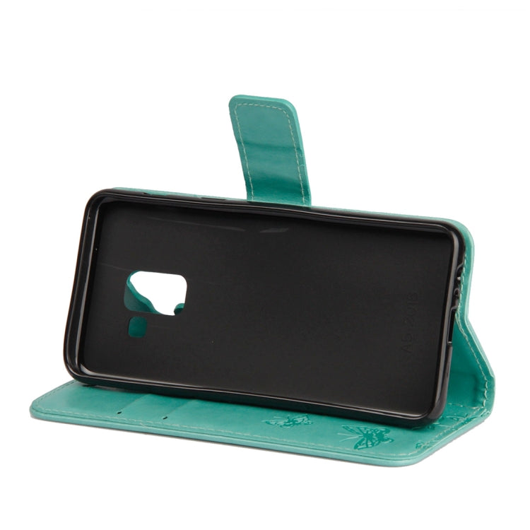 Lotus Butterfly Pattern Horizontal Flip Leather Case for Galaxy A6 (2018), with Holder & Card Slots & Wallet & Lanyard
