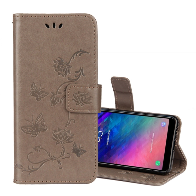 Lotus Butterfly Pattern Horizontal Flip Leather Case for Galaxy A6 (2018), with Holder & Card Slots & Wallet & Lanyard