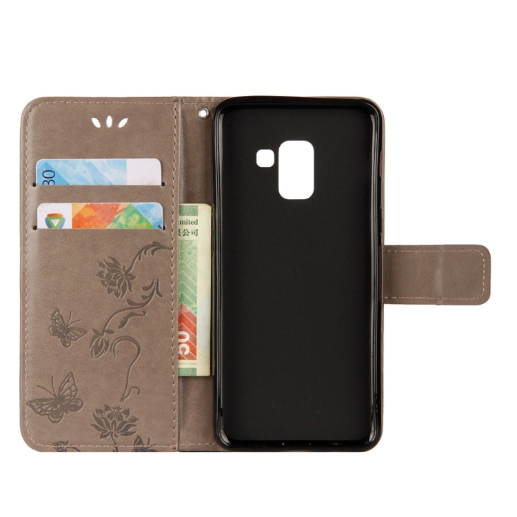 Lotus Butterfly Pattern Horizontal Flip Leather Case for Galaxy A6 (2018), with Holder & Card Slots & Wallet & Lanyard