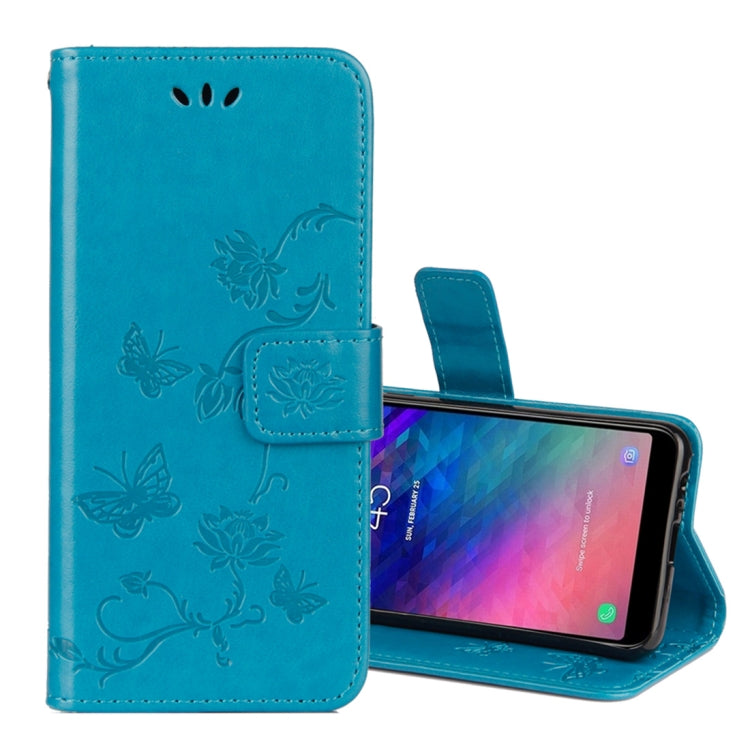 Lotus Butterfly Pattern Horizontal Flip Leather Case for Galaxy A6 (2018), with Holder & Card Slots & Wallet & Lanyard