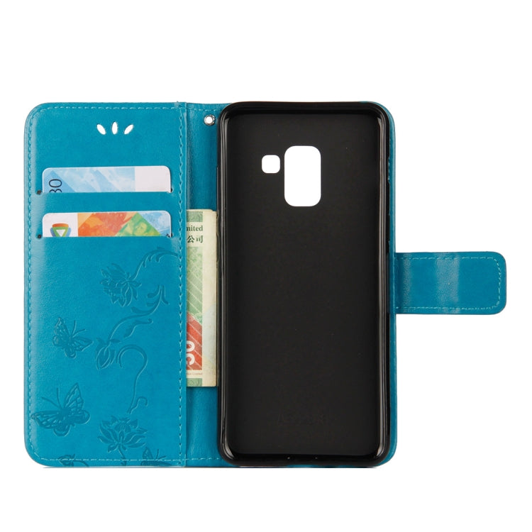 Lotus Butterfly Pattern Horizontal Flip Leather Case for Galaxy A6 (2018), with Holder & Card Slots & Wallet & Lanyard