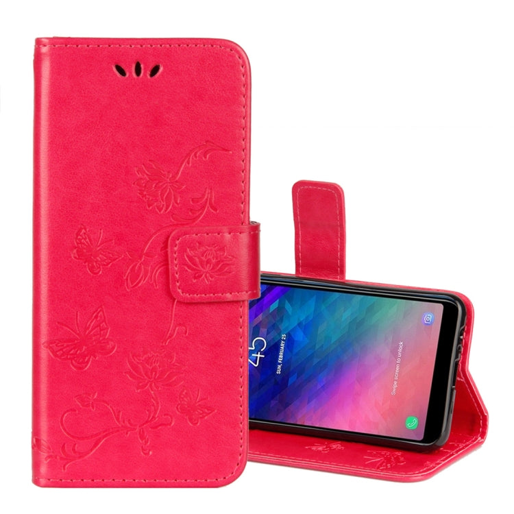 Lotus Butterfly Pattern Horizontal Flip Leather Case for Galaxy A6 (2018), with Holder & Card Slots & Wallet & Lanyard