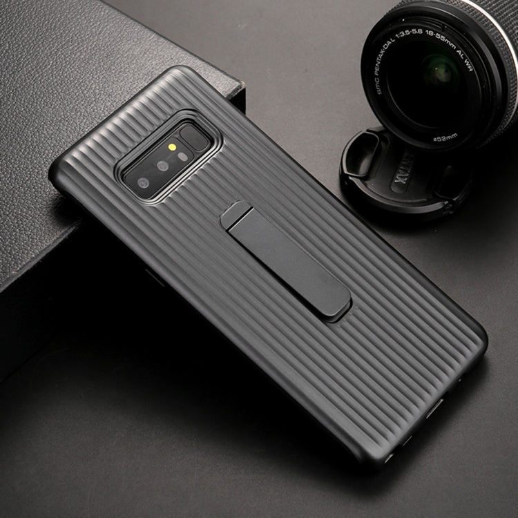 PC + Silicone Vertical Texture Protective Case for Galaxy Note 8, with Holder