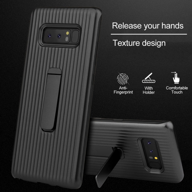 PC + Silicone Vertical Texture Protective Case for Galaxy Note 8, with Holder