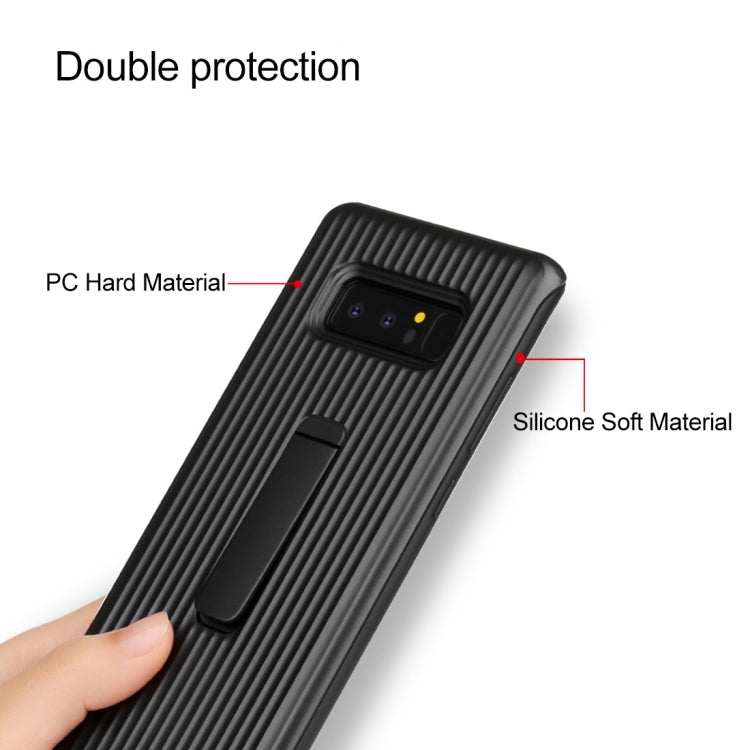 PC + Silicone Vertical Texture Protective Case for Galaxy Note 8, with Holder