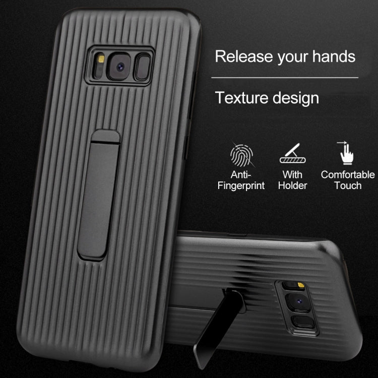 PC + Silicone Vertical Texture Protective Case for Galaxy S8, with Holder
