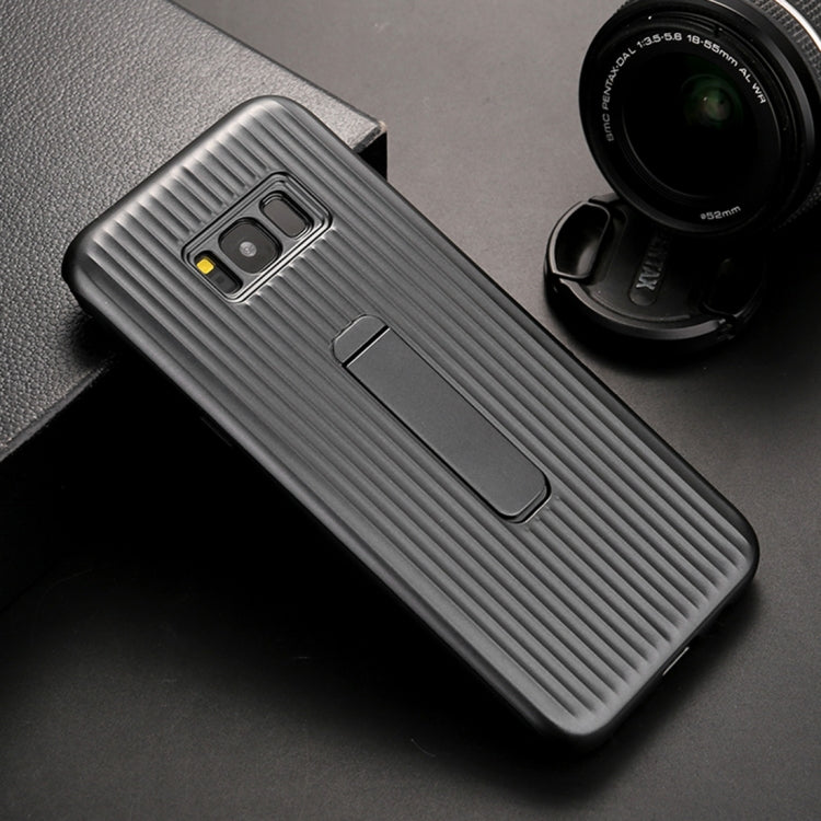 PC + Silicone Vertical Texture Protective Case for Galaxy S8, with Holder