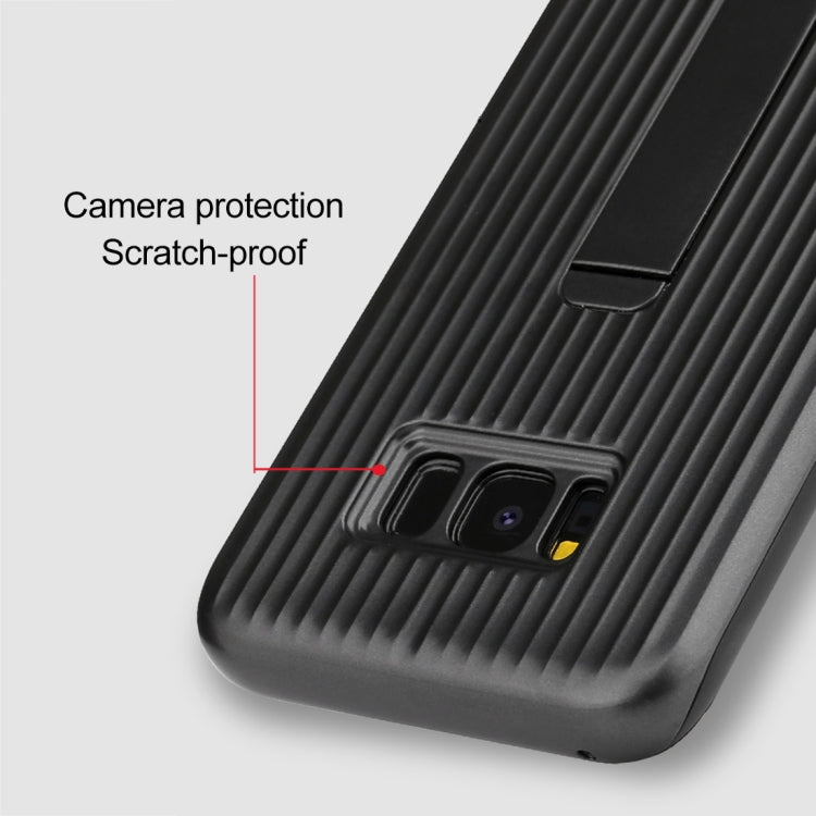 PC + Silicone Vertical Texture Protective Case for Galaxy S8, with Holder