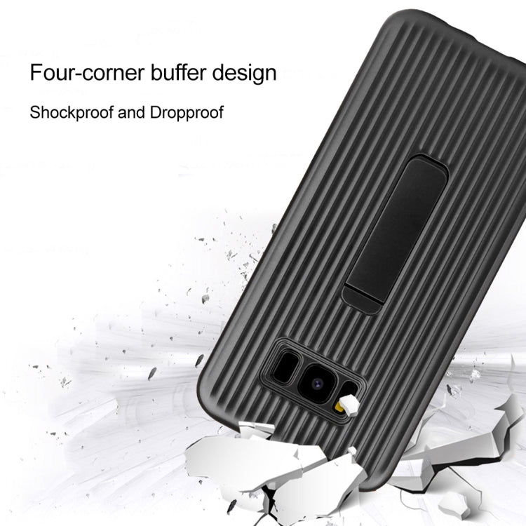 PC + Silicone Vertical Texture Protective Case for Galaxy S8, with Holder