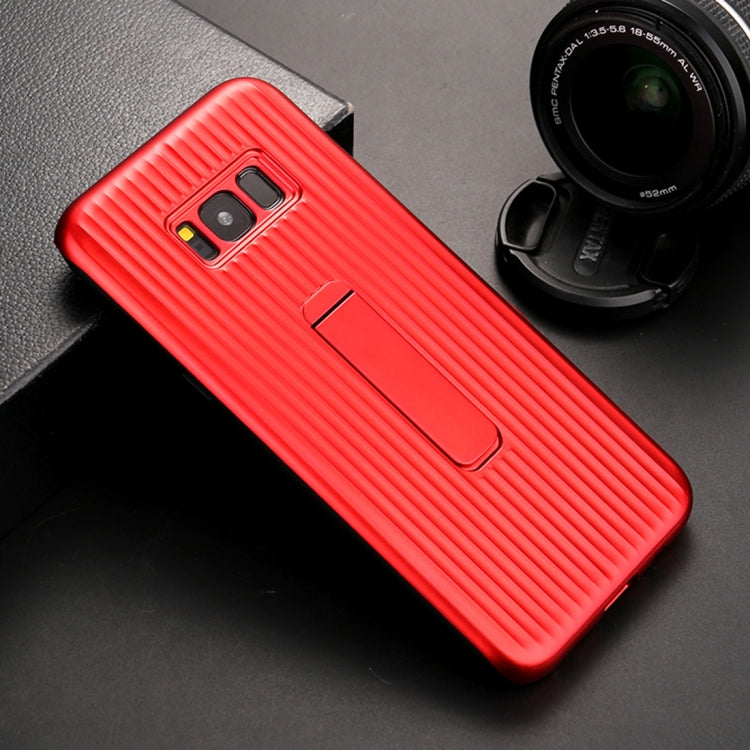 PC + Silicone Vertical Texture Protective Case for Galaxy S8, with Holder