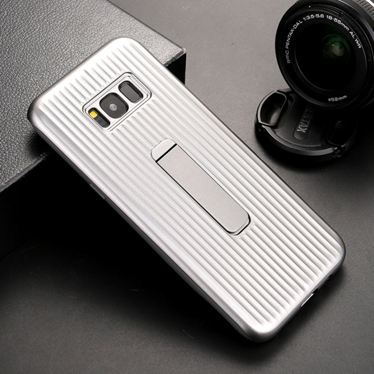 PC + Silicone Vertical Texture Protective Case for Galaxy S8, with Holder