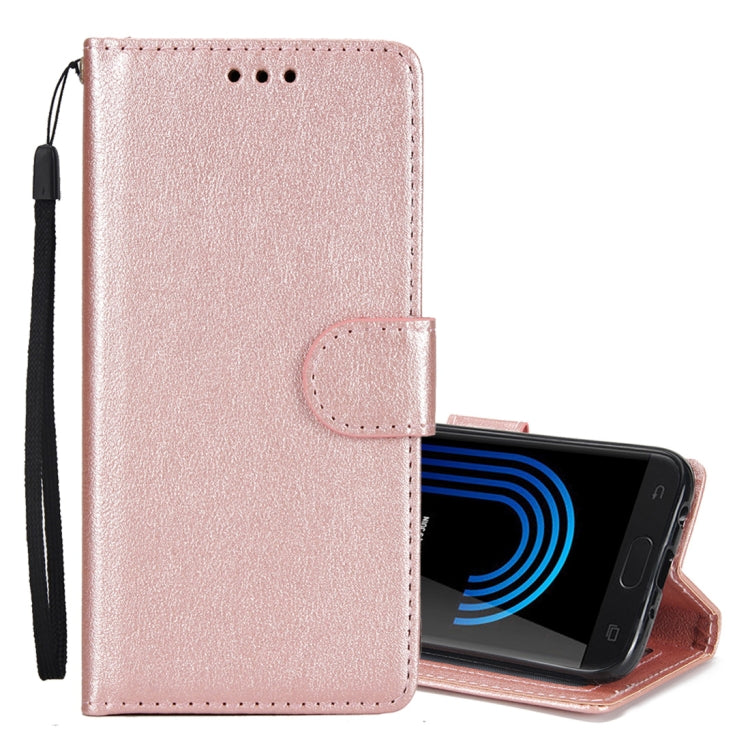 Knead Skin Texture Horizontal Flip Leather Case for Galaxy J7+, with Photo Frame & Holder & Card Slots & Wallet & Lanyard
