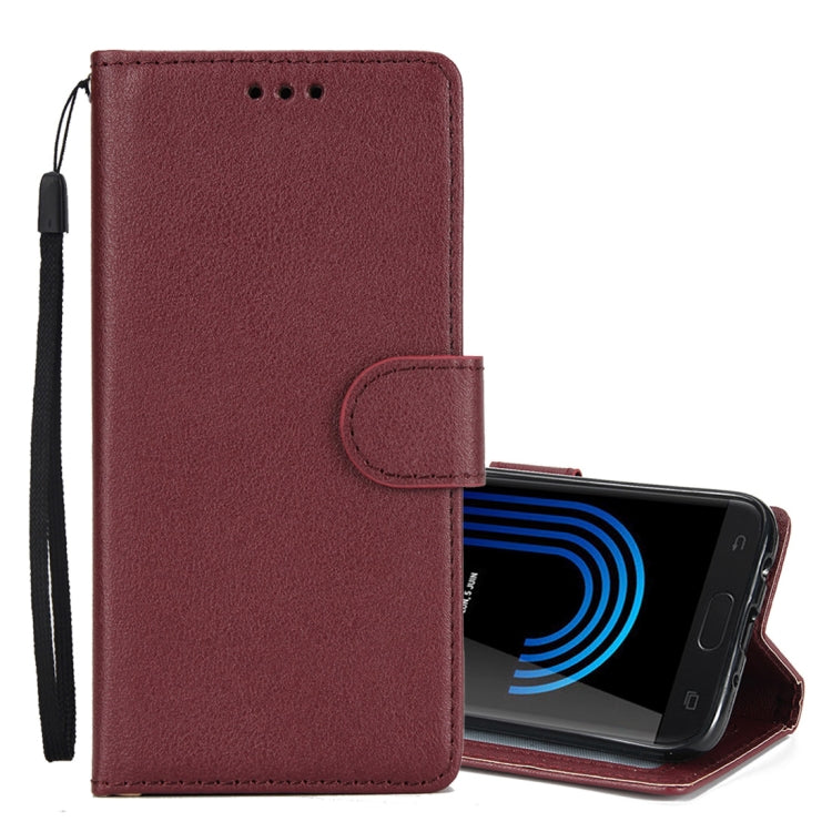 Knead Skin Texture Horizontal Flip Leather Case for Galaxy J7+, with Photo Frame & Holder & Card Slots & Wallet & Lanyard