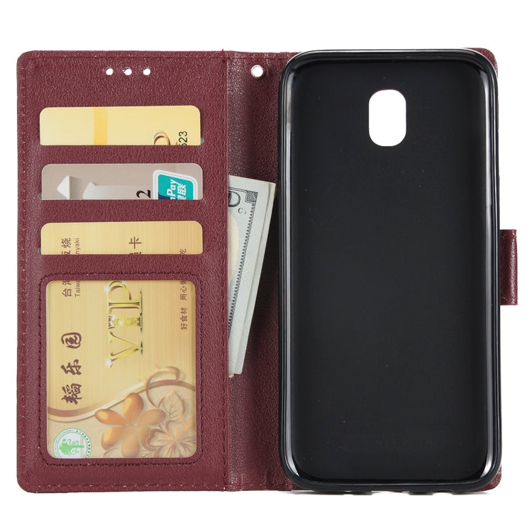 Knead Skin Texture Horizontal Flip Leather Case for Galaxy J7+, with Photo Frame & Holder & Card Slots & Wallet & Lanyard