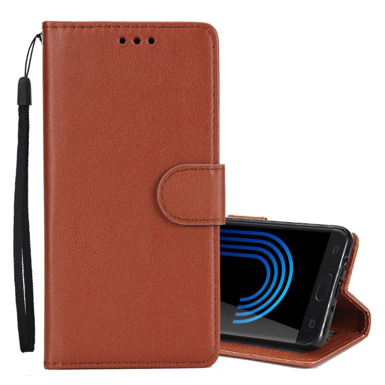 Knead Skin Texture Horizontal Flip Leather Case for Galaxy J7+, with Photo Frame & Holder & Card Slots & Wallet & Lanyard
