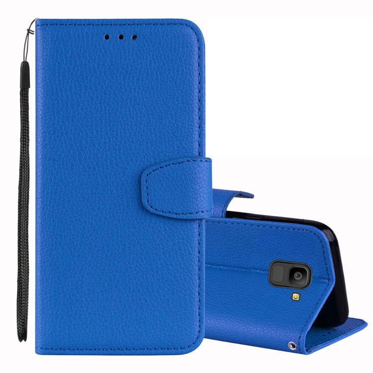 Litchi Texture Horizontal Flip Leather Case for Galaxy J6 (2018) (EU Version) , with Wallet & Holder & Card Slots & Lanyard