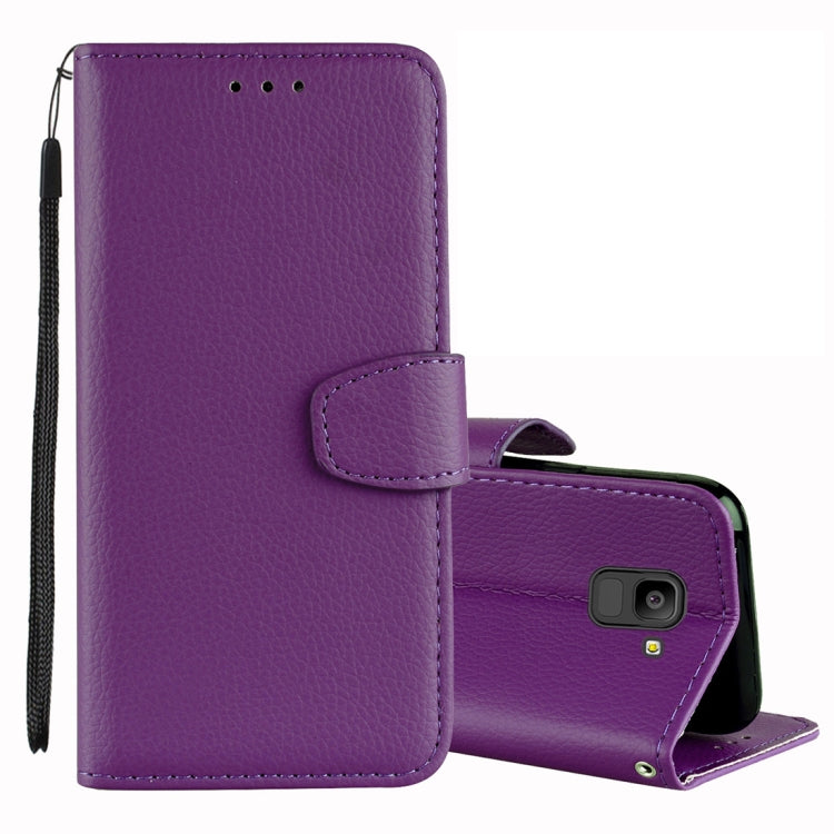 Litchi Texture Horizontal Flip Leather Case for Galaxy J6 (2018) (EU Version) , with Wallet & Holder & Card Slots & Lanyard