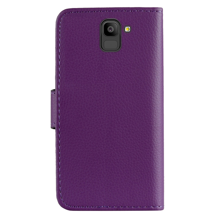 Litchi Texture Horizontal Flip Leather Case for Galaxy J6 (2018) (EU Version) , with Wallet & Holder & Card Slots & Lanyard