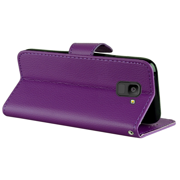 Litchi Texture Horizontal Flip Leather Case for Galaxy J6 (2018) (EU Version) , with Wallet & Holder & Card Slots & Lanyard