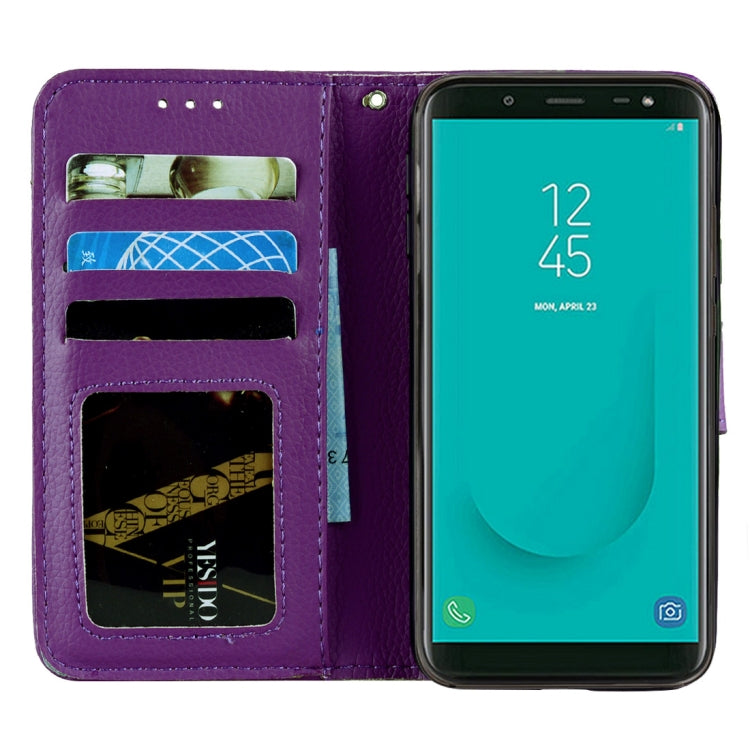 Litchi Texture Horizontal Flip Leather Case for Galaxy J6 (2018) (EU Version) , with Wallet & Holder & Card Slots & Lanyard