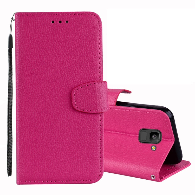 Litchi Texture Horizontal Flip Leather Case for Galaxy J6 (2018) (EU Version) , with Wallet & Holder & Card Slots & Lanyard