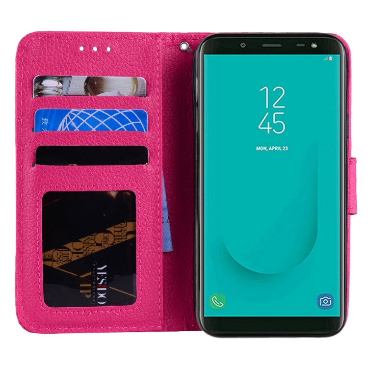 Litchi Texture Horizontal Flip Leather Case for Galaxy J6 (2018) (EU Version) , with Wallet & Holder & Card Slots & Lanyard