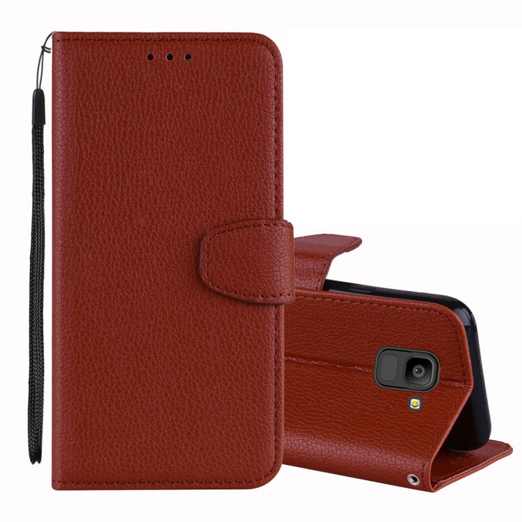 Litchi Texture Horizontal Flip Leather Case for Galaxy J6 (2018) (EU Version) , with Wallet & Holder & Card Slots & Lanyard