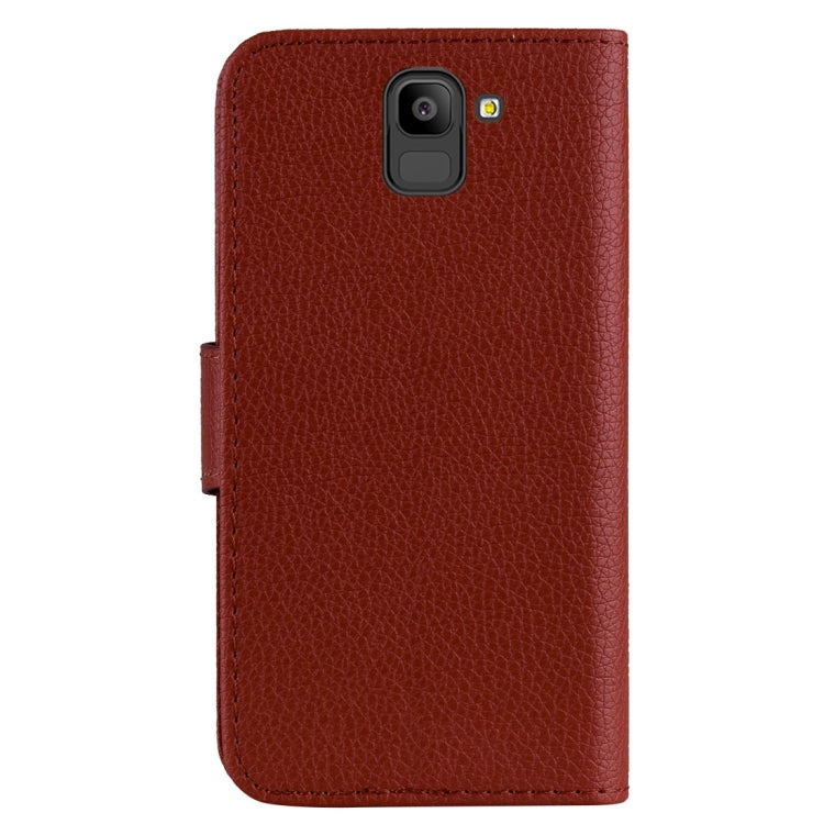 Litchi Texture Horizontal Flip Leather Case for Galaxy J6 (2018) (EU Version) , with Wallet & Holder & Card Slots & Lanyard