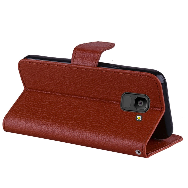 Litchi Texture Horizontal Flip Leather Case for Galaxy J6 (2018) (EU Version) , with Wallet & Holder & Card Slots & Lanyard
