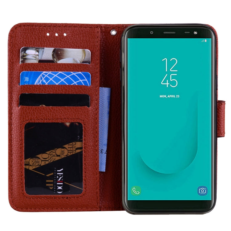 Litchi Texture Horizontal Flip Leather Case for Galaxy J6 (2018) (EU Version) , with Wallet & Holder & Card Slots & Lanyard