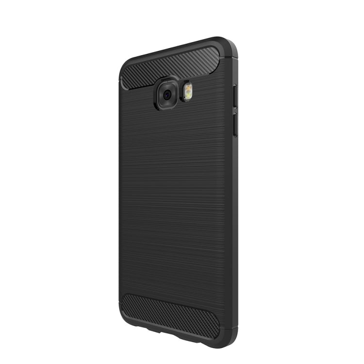 For Galaxy C5 Pro Brushed Carbon Fiber Texture Shockproof TPU Protective Cover Case