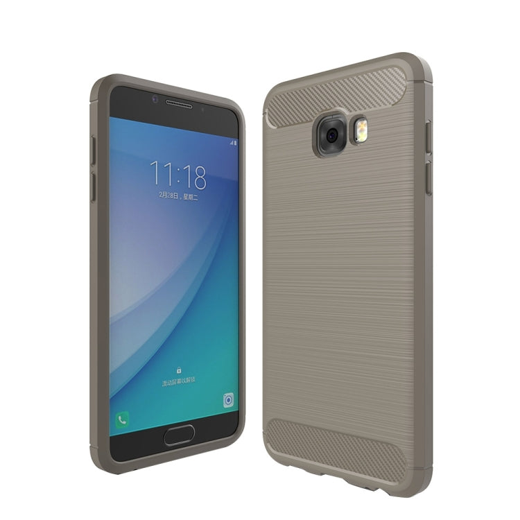 For Galaxy C5 Pro Brushed Carbon Fiber Texture Shockproof TPU Protective Cover Case