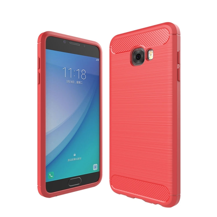 For Galaxy C5 Pro Brushed Carbon Fiber Texture Shockproof TPU Protective Cover Case
