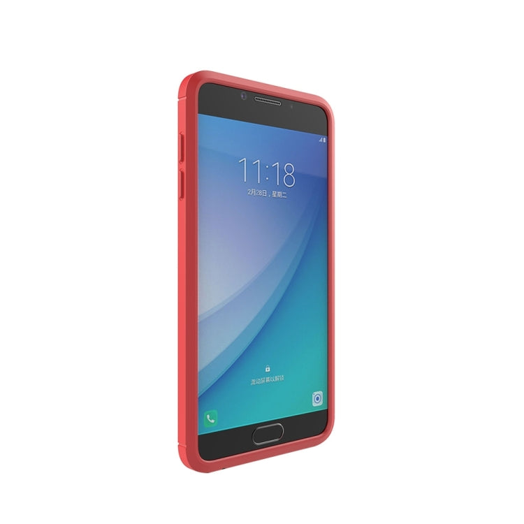 For Galaxy C5 Pro Brushed Carbon Fiber Texture Shockproof TPU Protective Cover Case