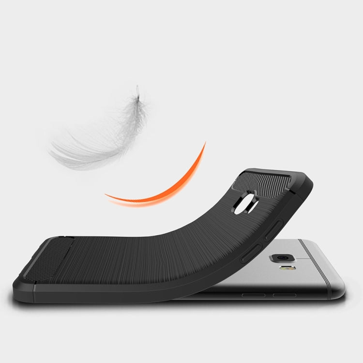 For Galaxy C5 Pro Brushed Carbon Fiber Texture Shockproof TPU Protective Cover Case