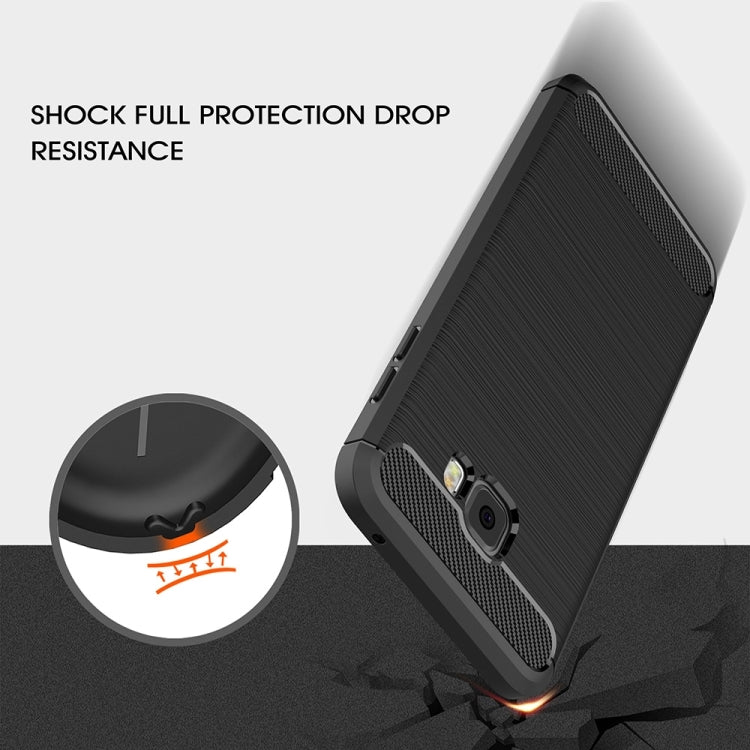 For Galaxy C5 Pro Brushed Carbon Fiber Texture Shockproof TPU Protective Cover Case