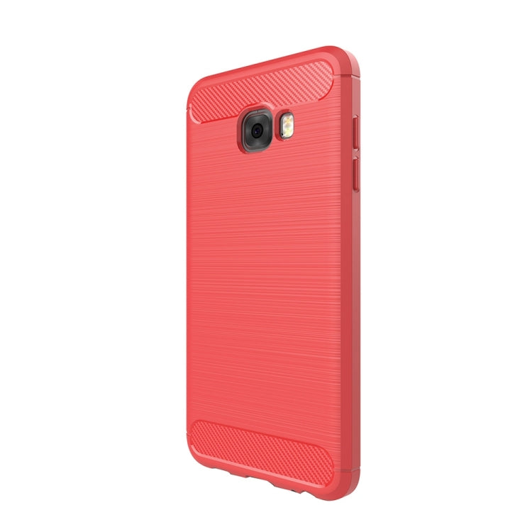 For Galaxy C7 Pro Brushed Carbon Fiber Texture Shockproof TPU Protective Cover Case